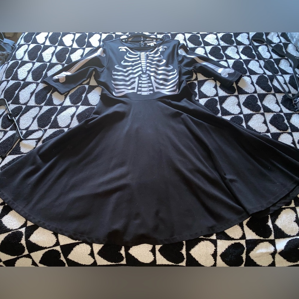 Unique Vintage Skeleton Fit n Flare Dress